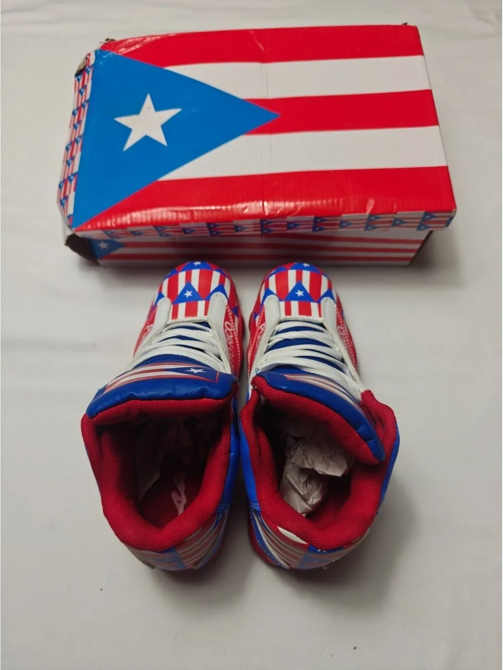 Men's Red/Blue/White Mid Top Lace-Up Athletic Sneaker Flag Pattern Size  7